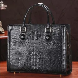 LINSHE crocodile men handbag business Genuine leather Cross section worn Laptop bag The large capacity Men's bags