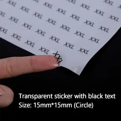 1000pcs Transparent Size Sticker Paper Circle Round Plastic Clothing Size Label Small Garment Size Stickers S M L XL XXL 15mm