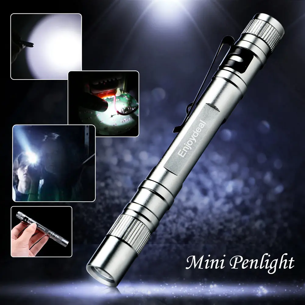 Mini Pen Light LED Flashlight Portable Aircraft Aluminum Torch Lamp  Pocket with Clip for  dentist and for Camping Hiking Out