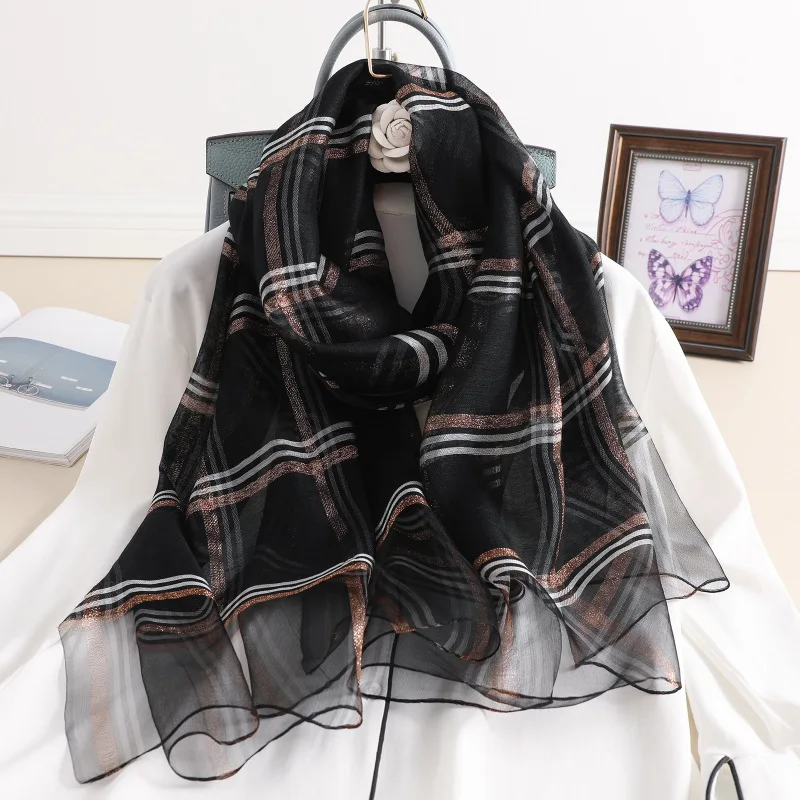 

New 2024 Brand Winter Hijab Silk Wool Scarves Shawl Scarf Bandana Foulard Femme Pashmina Women Travel Beach Poncho Shawls