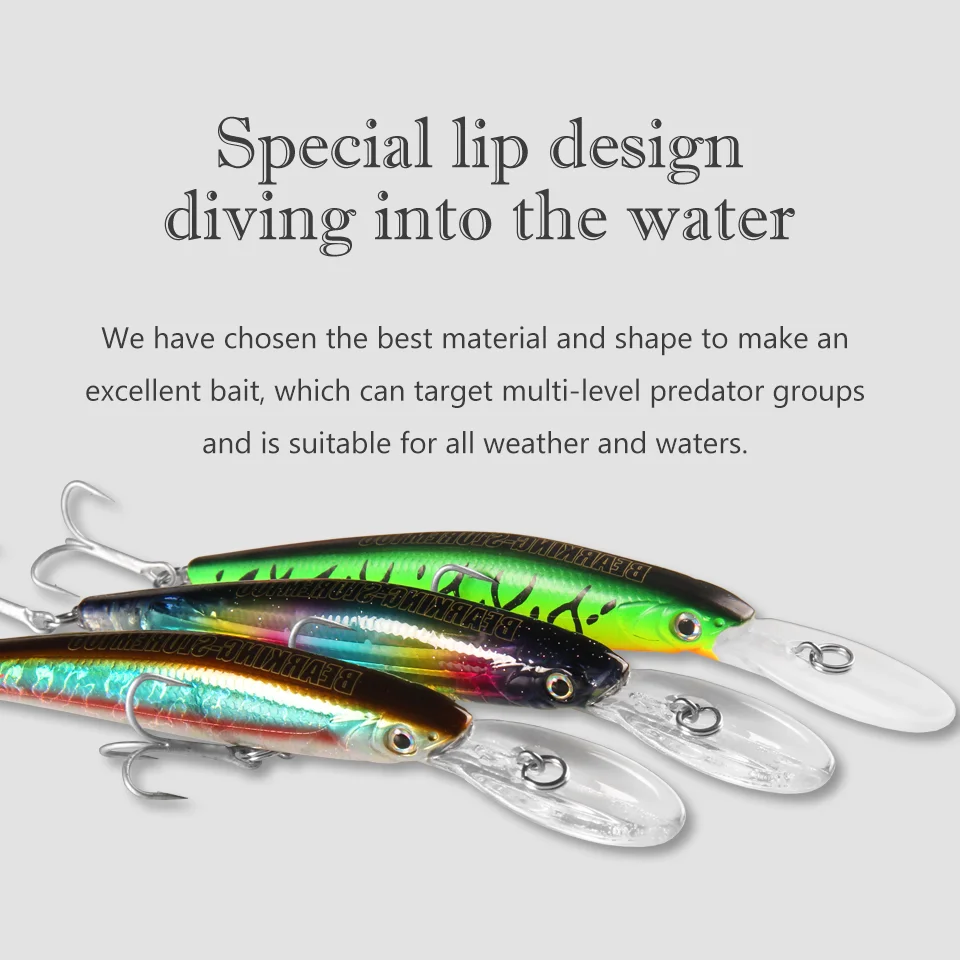 BEARKING Top Hard Baits Fishing Lures 120mm 22g  long  casting minnow Wobblers dive Depth 6-10ft Bass Pike