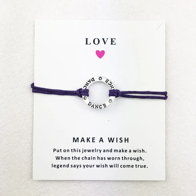 Dance Dancer Charm Bracelets Love Wish Heart Women&Men Boys Girls Unisex Fashion Jewelry Friendship Gifts Card