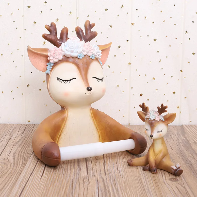 Mount Toilet Paper Holder Cute Sika Deer Bathroom Kitchen Roll Paper Accessory Tissue Towel Accessories Holders Toilet Wall