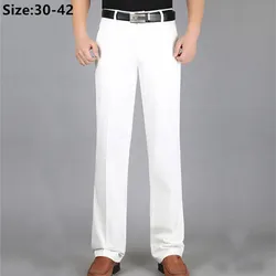 Formal Pants For Men Business Summer Classic Office High Waisted Modal Plus Size 38 40 42 Pure White Straight Thin Male Trousers