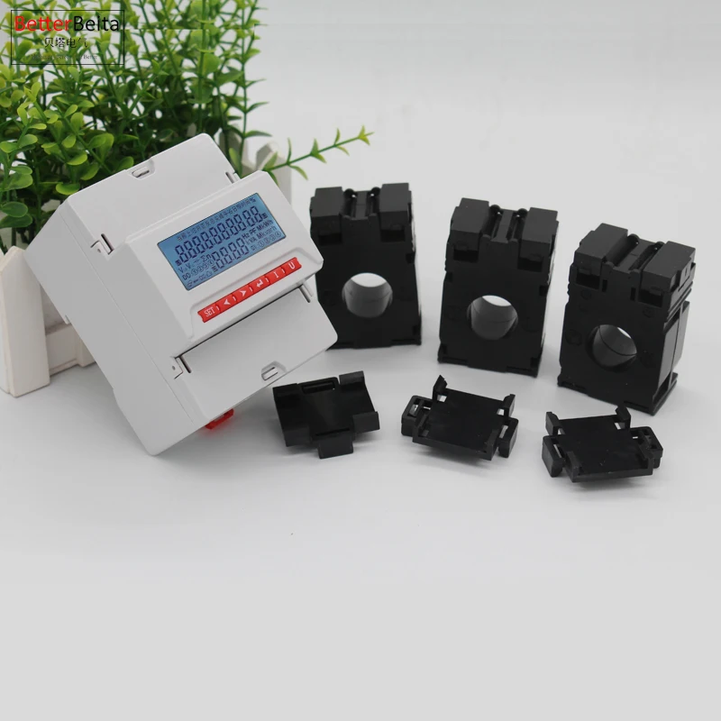 الدين نوع 3 المرحلة متعددة الوظائف السلطة متر AC 50A ، 75A ، 100A ، 150A ، 200A ، 250A مع RS485 الاتصالات مع 3 قطعة الدين المحولات