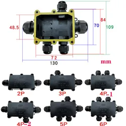 IP68 Waterproof Junction Box 2 Way 3 Way 4-15mm Connector Gland Electrical 24A 450V Sealed Retardant Outdoor Waterproof Box