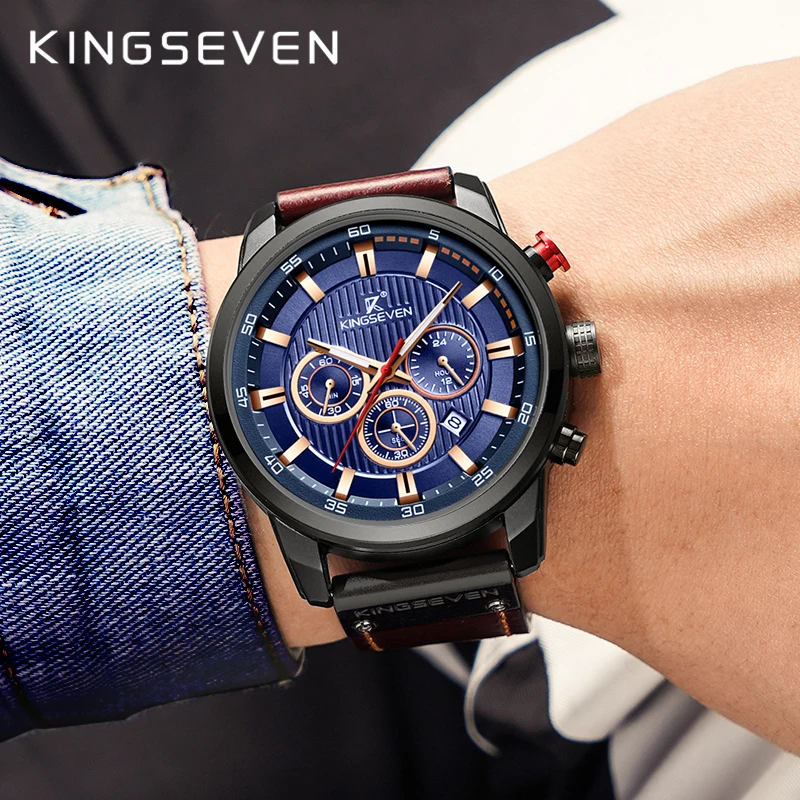 KINGSEVEN 2021 nuovi orologi da uomo di moda con acciaio inossidabile Top Brand di lusso cronografo sportivo orologio al quarzo da uomo Relogio Mascul