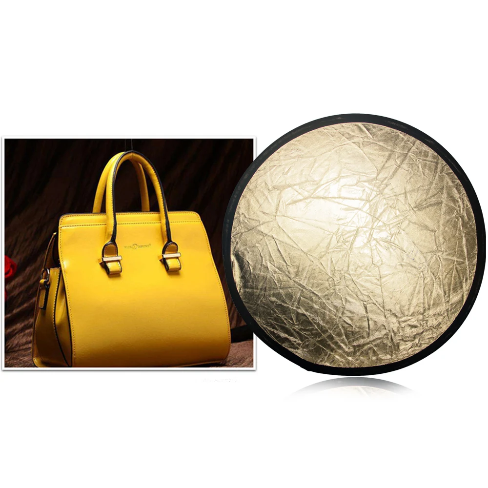 バッグ付きsh-lightラウンドリフレクター、2-in-1、5-in-1、マルチディスク、ポータブル、折りたたみ式、シルバーとゴールド、写真スタジオ