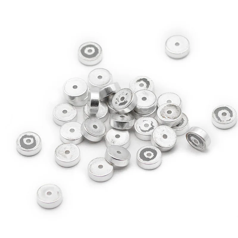 ماتي فضي اللون الحجر الطبيعي شقة عملات مستديرة شكل الهيماتيت فاصل 3-8 مللي متر فضفاض الخرز لصنع المجوهرات أساور يدوية #4