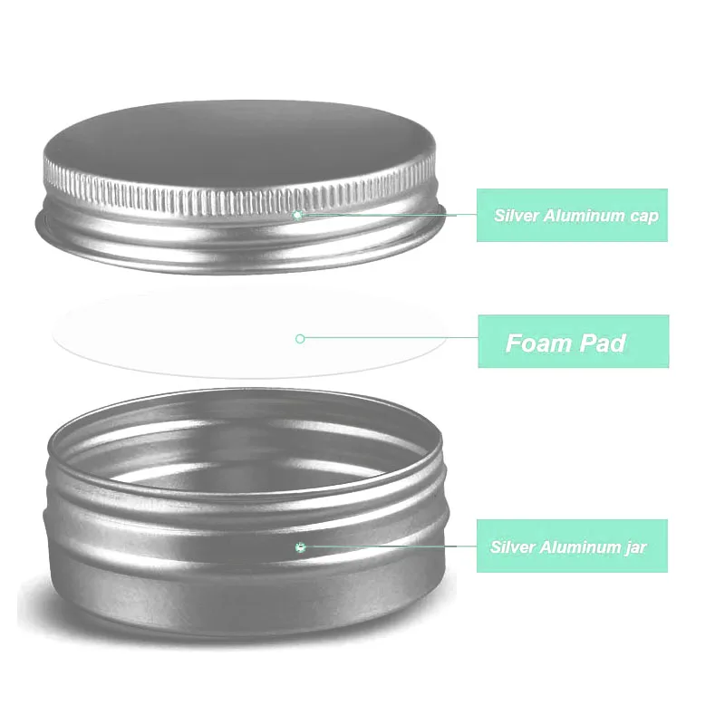 50Pcs Frosted Black Aluminum Jar 5g 10g 15g 30g 50g 100g Lip Oil Cosmetic Eye Cream Bottle Refillable Batom Lotion Tin Container