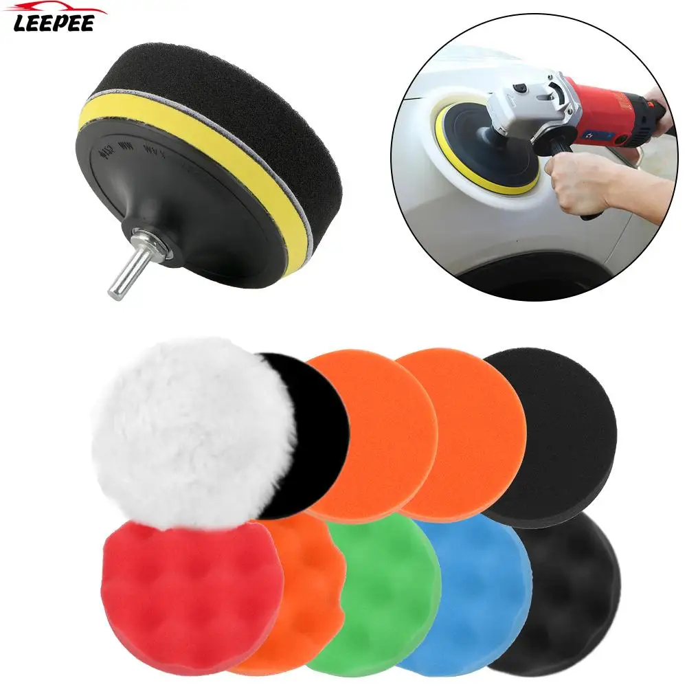 

12pcs/set Paint Care Sponge Car Polisher Waxing Pads Buffing Kit Car Polishing Pad Buffer Drill Wheel Polisher Accessories