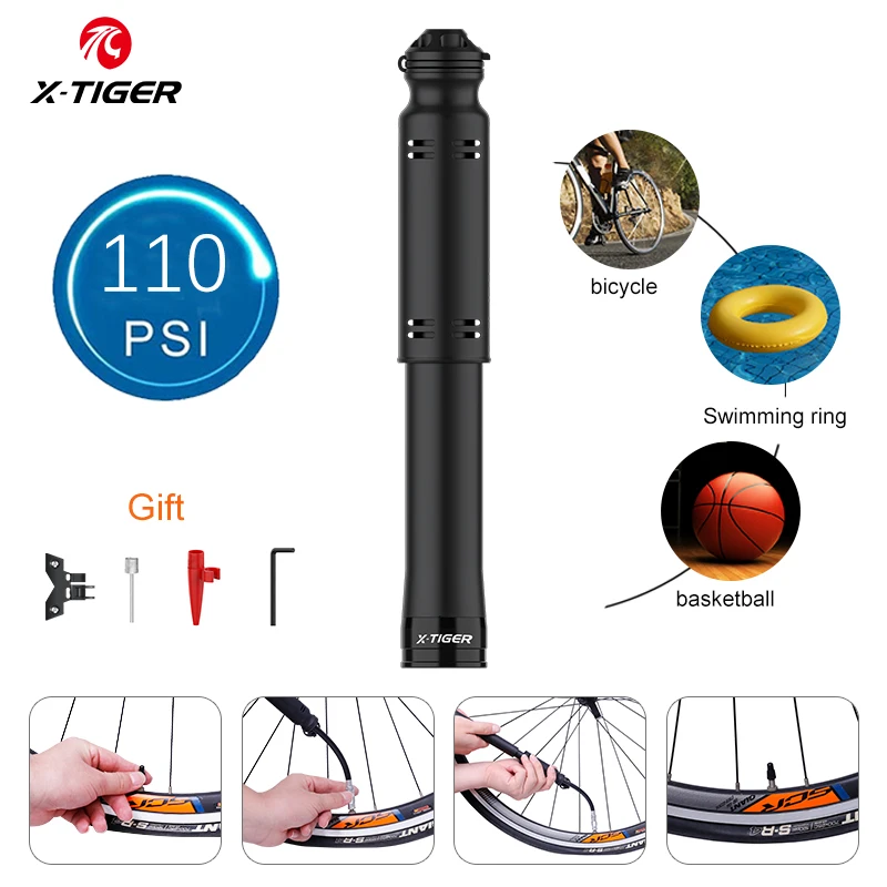 

X-TIGER Mini Bike Pump 110Psi Hand Pump Bicycle Pump Ball Toy Tire Inflator Schrader Presta Valve MTB Portable Cycling Air Pump