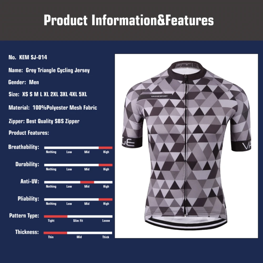 KEMALOCE Bike Jersey Classic Pro Tour Tight Men Breathable Dye Sublimated Race Cyclist Clothing Reflective Grey Pro Cycling Wear