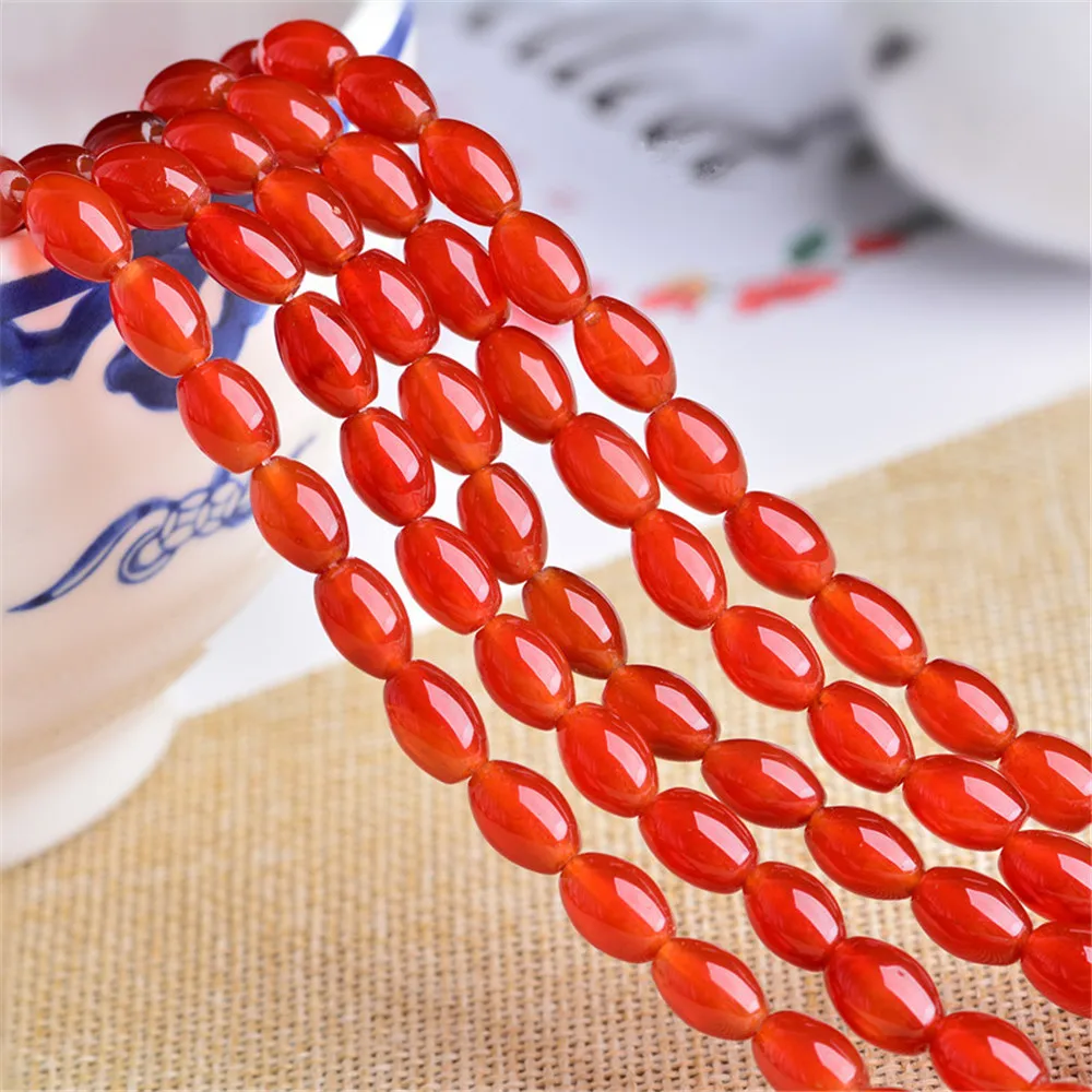 Grade A Natural Red Agate Beads Rice Shape 4x6mm 6x9mm 8x12mm 10x14mm 15 Inch Strand MN61