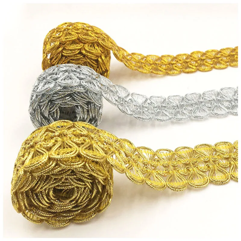 2 yards/Lot 3.5CM Double-sided butterfly lace golden silver lace decorative Curtain for Craft Jewelry DIY Graft Making
