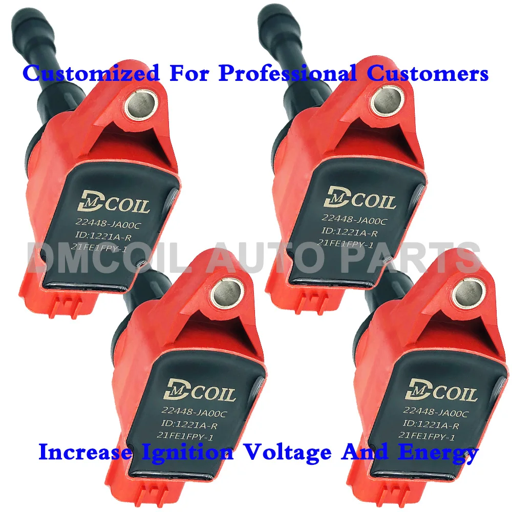 

4 PCS RED PERFORMANCE IMPROVED IGNITION COIL FOR NISSAN JUKE MICRA IV NOTE QASHQAI X-TRAIL RENAULT 1.6L 2.0L 2.5L 22448-JA00C