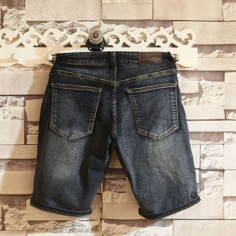 

High Fashion Street Summer Mens Classic Denim Shorts Biker Straight Slim Fit Knee Length Trousers Vintage Men Casual Sweatpants