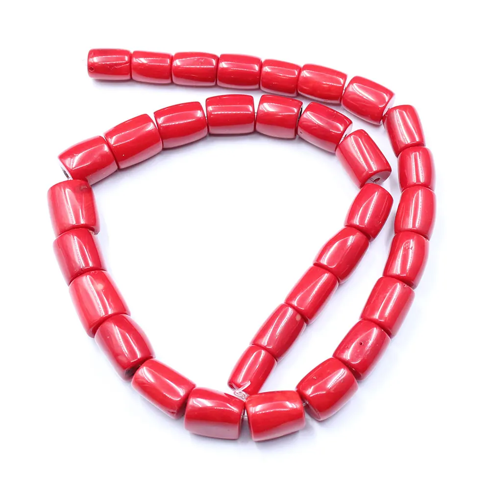 APDGG Red Coral Irregular Loose Beads Cylinder-shaped Gemstone 16