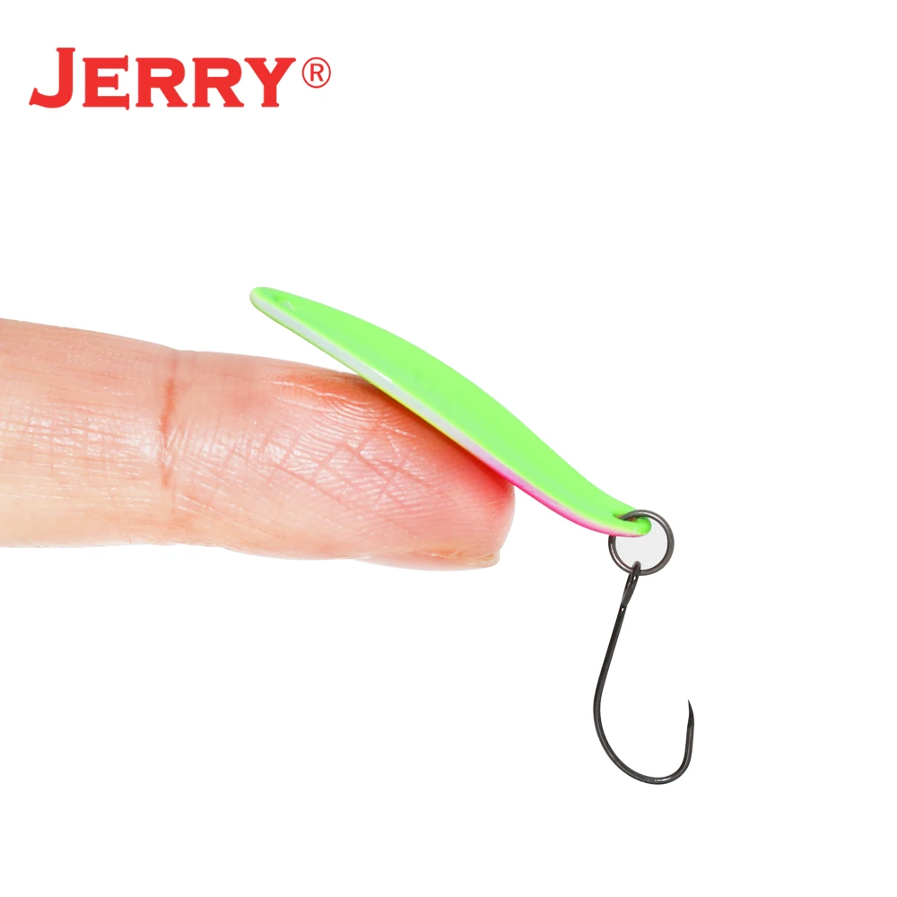 Jerry Leo-cucharas de Metal ultraligeras para Pesca de trucha, señuelos de latón Micro Aleteo, 1,6-3,5g, cebo giratorio de Color UV brillante para