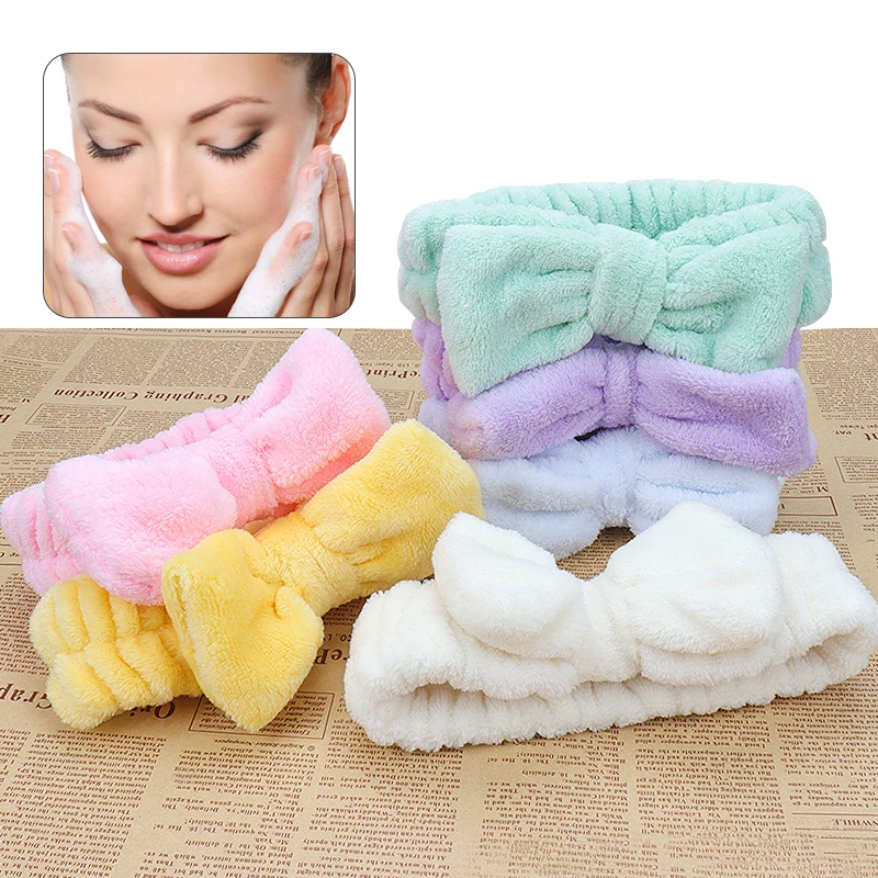 Big Rabbit Ears Coral Fleece Soft Elastic Hairbands SPA Bath Shower Make Up Wash Face headband Hair Band Girls Hair Accessories