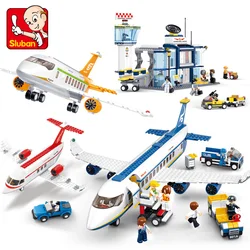 High-tech Avion Cargo Aircraft Rescue Plane Airport Airbus Airplane Model Building Blocks Figures City Brinquedos Creative Toys