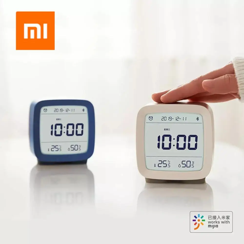 W magazynie Xiaomi Cleargrass inteligentny budzik inteligentna kontrola temperatury wyświetlacz wilgotności ekran LCD regulowany Nightlight