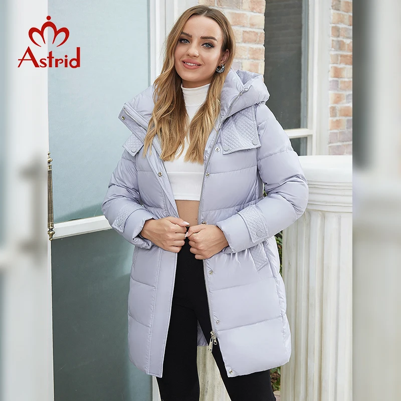 Astrid 2022 Women\'s Winter Jacket Female Oversize Hooded Parkas long Coat Belt Cotton Women Jackets Padded clothing Warm Outwear