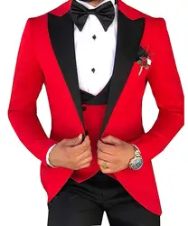 Custom Made Terno Slim Groom Tuxedos Wedding Men Suit Terno Masculino (Jacket+Pant+Vest) Mens's 3 Pieces Suits for Men