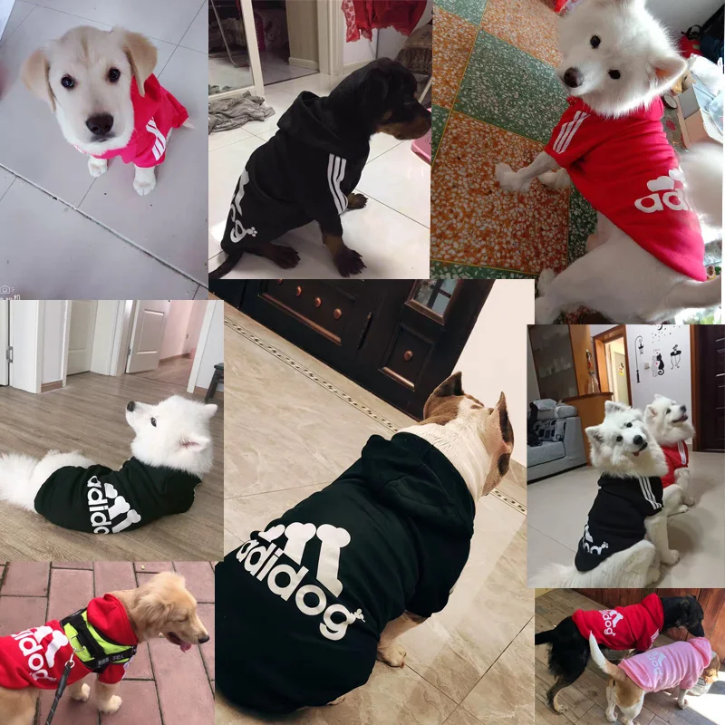 XS-9XL Adidog Pet Dog Quần Áo Đối Với Small Medium Lớn Lớn Chó Bông Đội Mũ Trùm Đầu Áo Hot Bán Ấm Hai-Chân vật Nuôi Áo Khoác