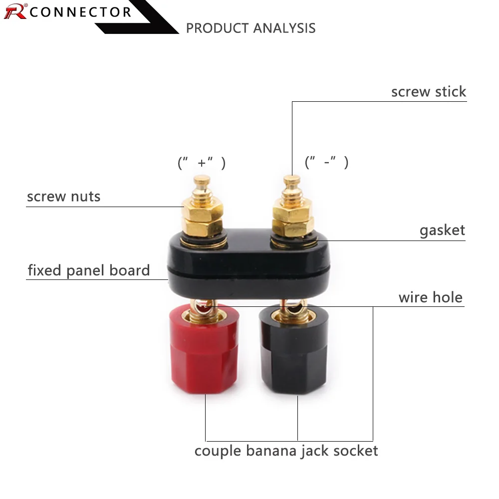 100pcs High Quality Banana plugs Couple Terminals Red Black Connector Amplifier Binding Post Banana Speaker Plug Jack