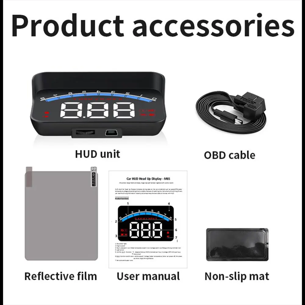 AD M6S HUD Car Head Up Display Auto Electronics KM/h MPH OBD Overspeed Security Alarm Windshield Projector Display Car RPM Meter