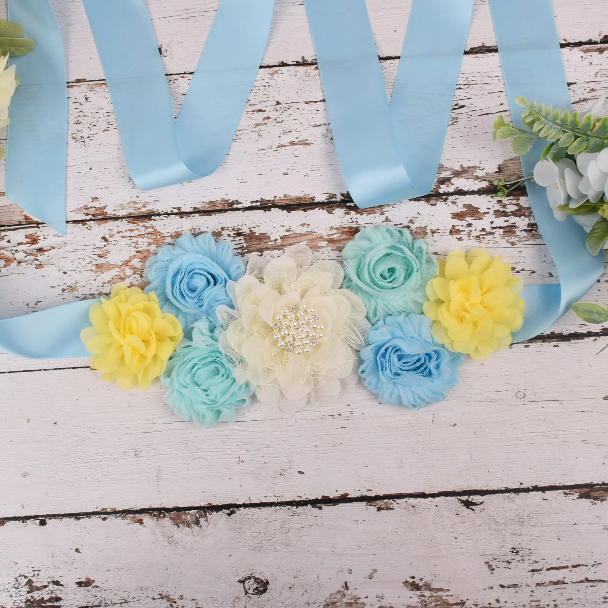 Maternity Sash Pastel Color Flower Sash Pregnancy Belly Belt Photo Props Gift Baby Shower Party Sash Flower Girl Belt