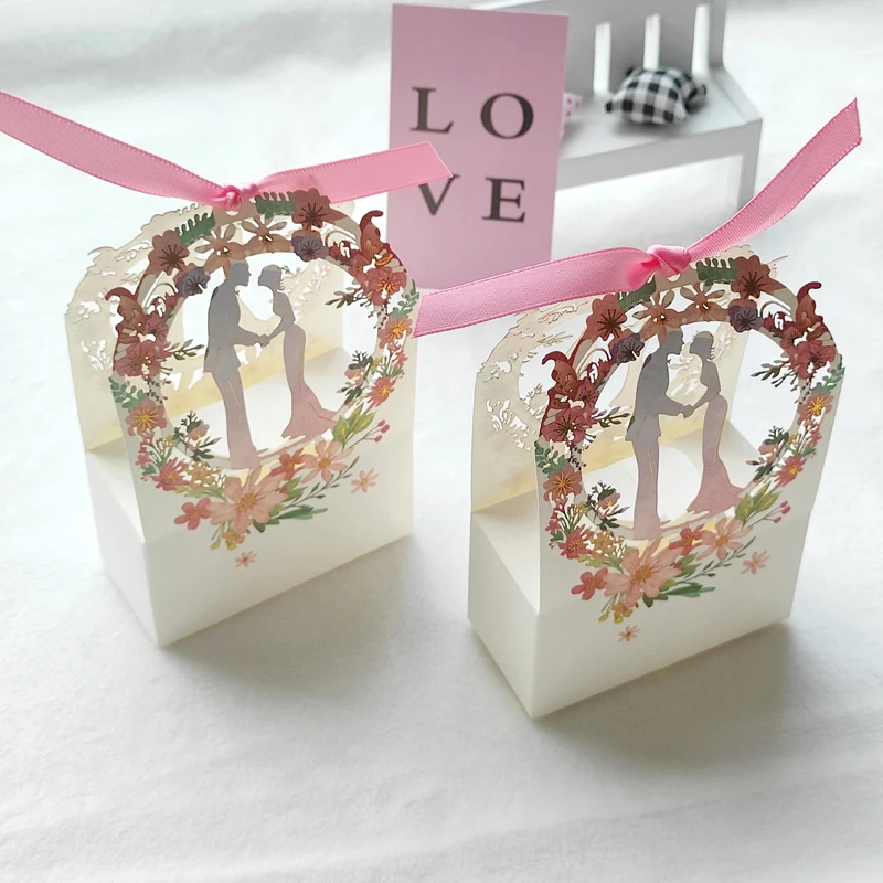 New Bride & Groom Gift Box Flower Sweet Candy Small Boxes for Gifts Candy Box Packaging for Wedding & Engagement Party Favors