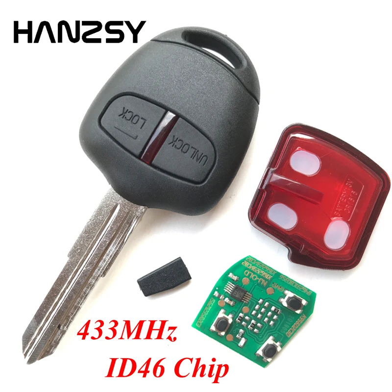 2 button Remote Key For MITSUBISHI Triton Pajero lancer Outlander Montero Complete Car Smart key ID46 Chip 433MHz MIT8 Blade