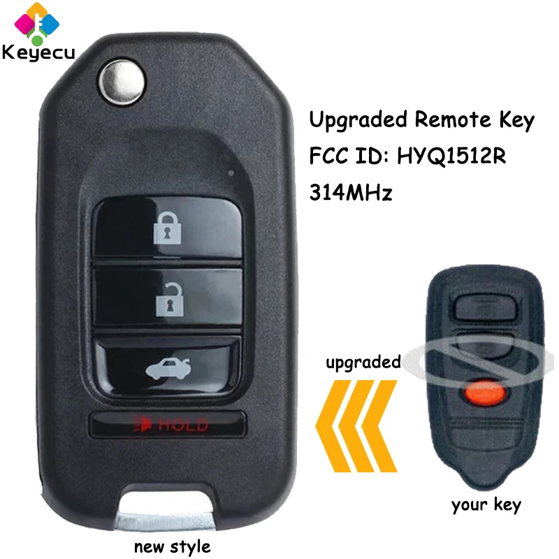 KEYECU Upgraded Keyless Entry Remote Key With 3 Buttons 314MHz for Isuzu Rodeo Sport Trooper Amigo Axiom Fob FCC ID: HYQ1512R