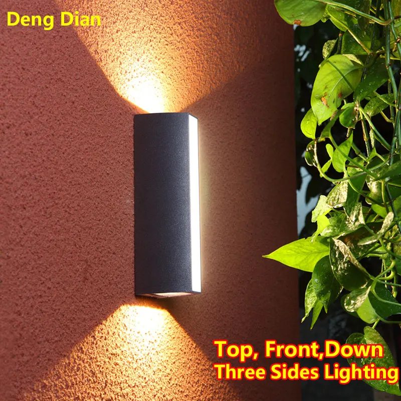 Modern LED UP DOWN LIGHT Outdoor Wall Light IP65 Aluminum Wall Mounted Porch Lights 3 Sides Direction Lighting Wall Lamps 4W 220