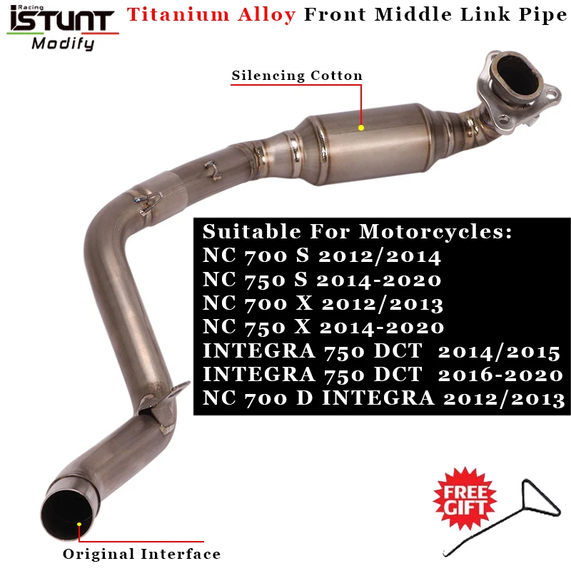 Slip on For Honda NC700 NC700X NC750 NC750X NC750S Motorcycle Exhaust Escape Moto Modified Titanium Alloy Front Middle Link Pipe