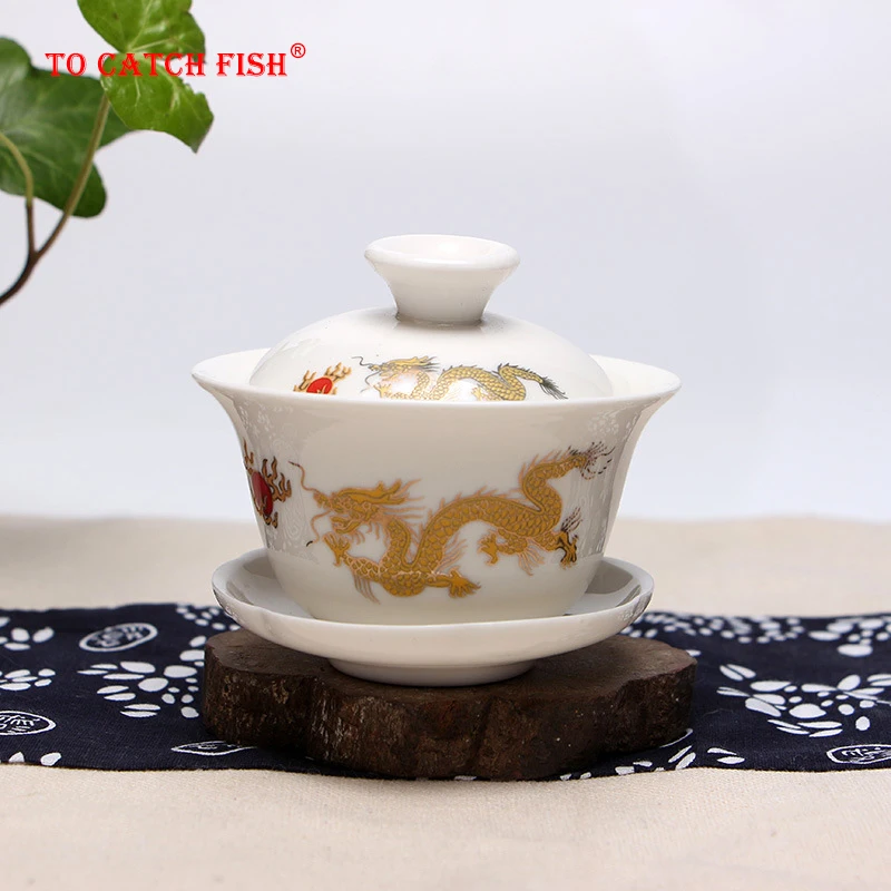 Kualitas Tinggi Gai Wan Tea Set Tulang Cina Teh Set Dehua Gaiwan Teh Porselen Teko Teh Set untuk Perjalanan Yang Indah dan Mudah Ketel