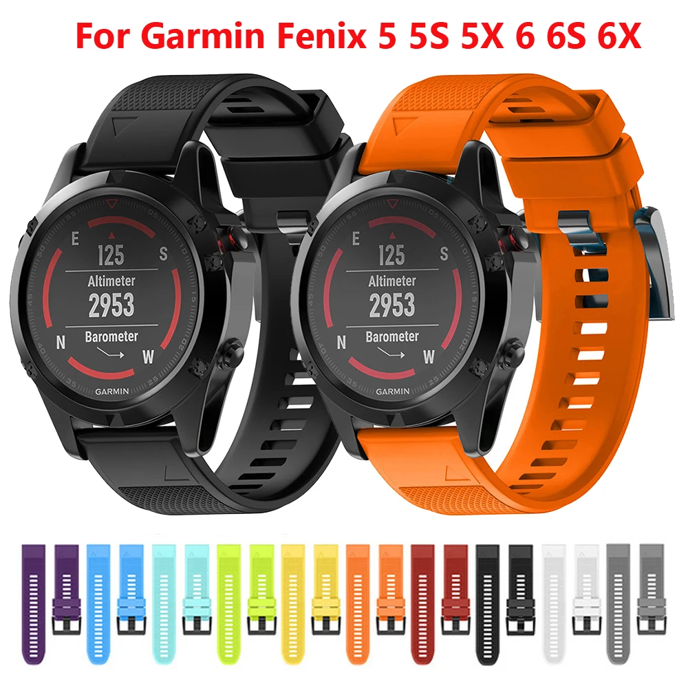26 22 20มม.ซิลิโคนสายนาฬิกาสำหรับ Garmin Fenix 6X 6 6S Pro 7X 7 Easyfit สายรัดข้อมือ fenix 5 5X 5S Plus Smartwatch สร้อยข้อมือ