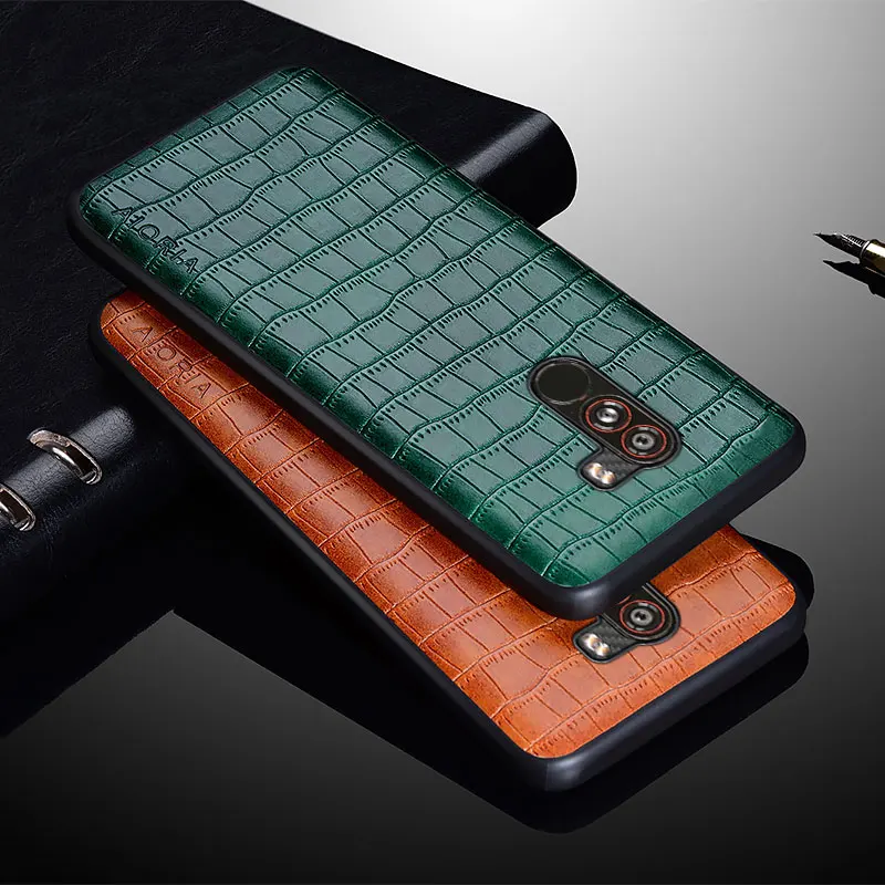 Luxury Crocodile Leather Case For Xiaomi Poco F1 Premium Soft TPU Slim Fit Protective Back Cover for pocophone f1 phone case