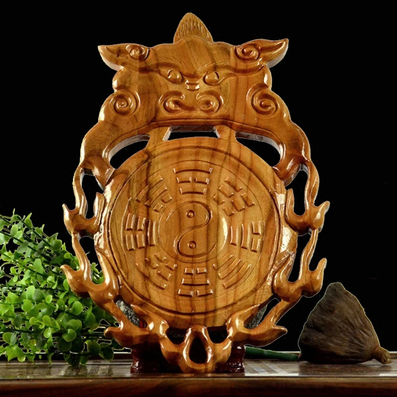 

Tiger head mahogany mirror, exquisite feng shui ornaments, Town House ward off evil spirits