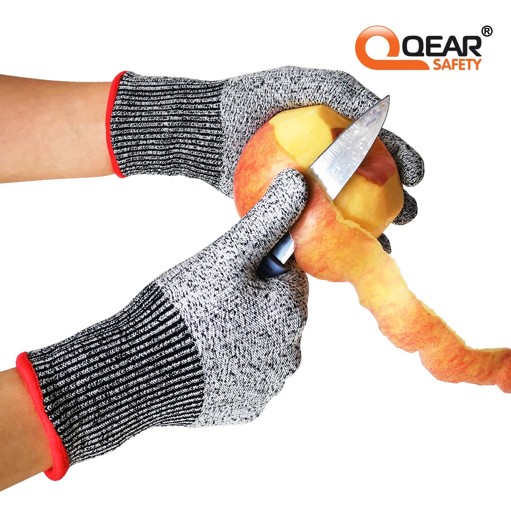 QearSafety Cut Protect Level 3 HPPE Knitted Liner Safety Work Gloves, non-coated, great dexterity, fit to hand