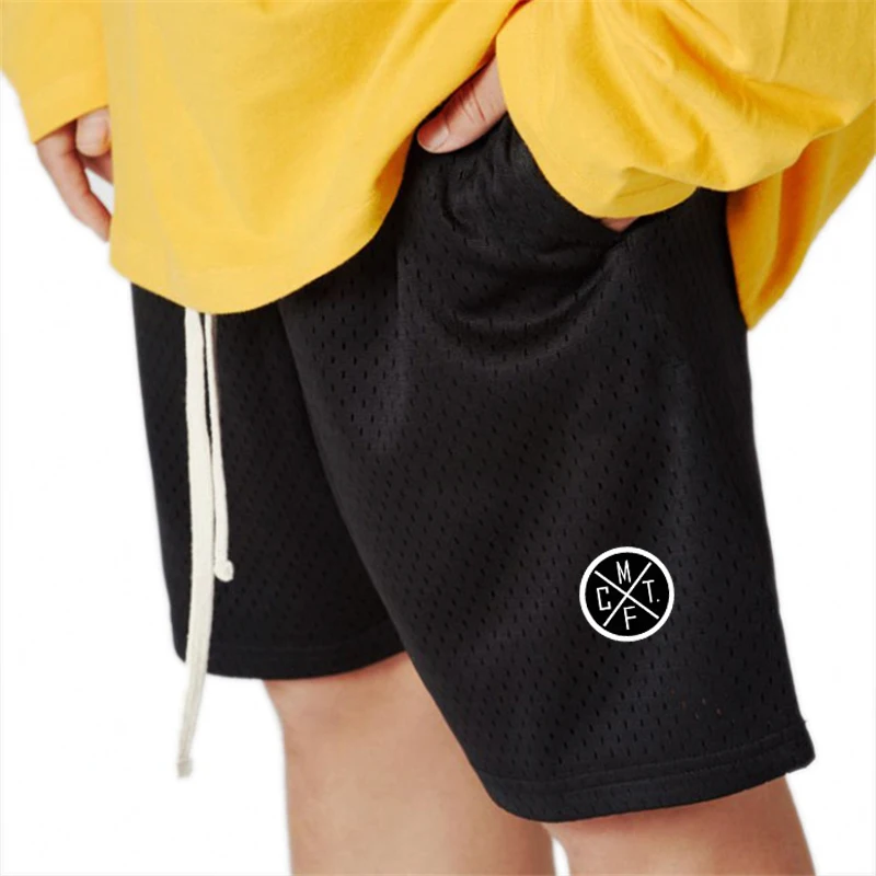 Summer Men Casual Fashion Five Shorts Brand Men's Sports Mesh Knee Length Gym Shorts Fitness Bodybuilding Beach Sweat Shorts