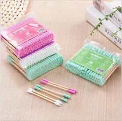 Yooap bebê cotonete de algodão Double Head Cotton Swab Mulheres Maquiagem Cotton Buds Dica para Medical Wood Sticks Nariz Orelhas Ferramentas de limpeza