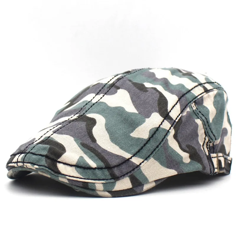 2021 Camouflage Print Newsboy Caps Cotton Flat Peaked Cap Men and Women Painter Beret Hats 28