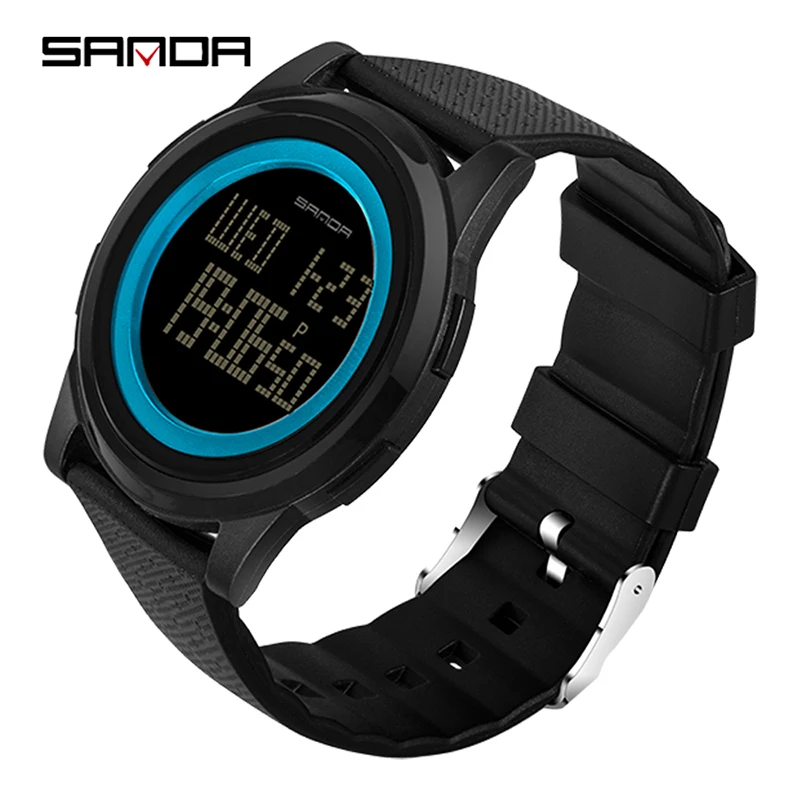 Fashion 9mm Super Slim Sanda Sport Watch Men Brand Luxury Electronic Led Digital Wrist Watches For Male Clock Relogio Masculino