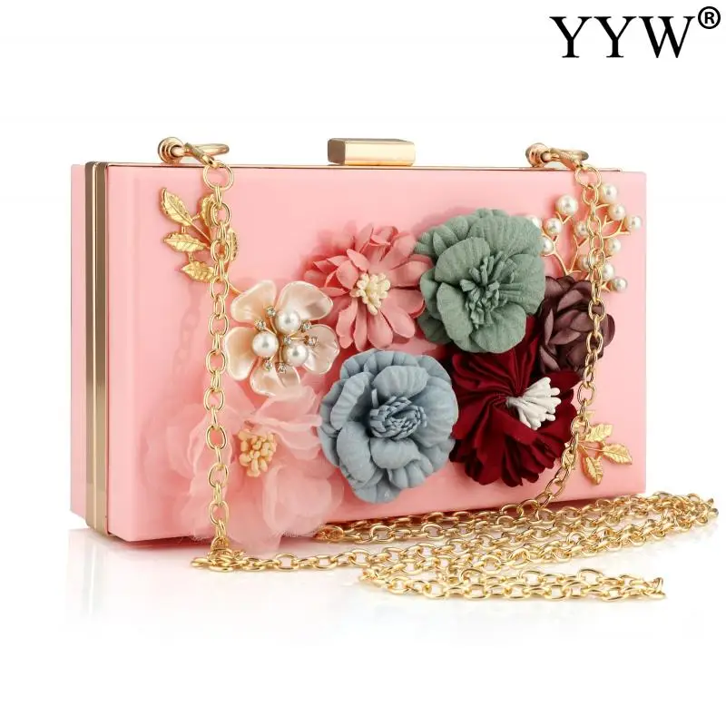 Elegant Women Floral Acrylic Clutch Bag Evening Bag Exquisite Design For Ladies Girls Party Bag Wedding Box Bag Purse Clutches