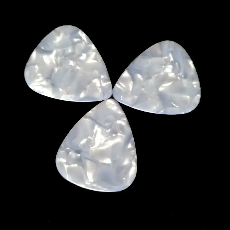 Pearl White Guitar Picks, Pearl White, Celluloid, Pelctrum, Blank White, 200Pcs, Batch, 0.46mm, 0.71mm, 1.0mm