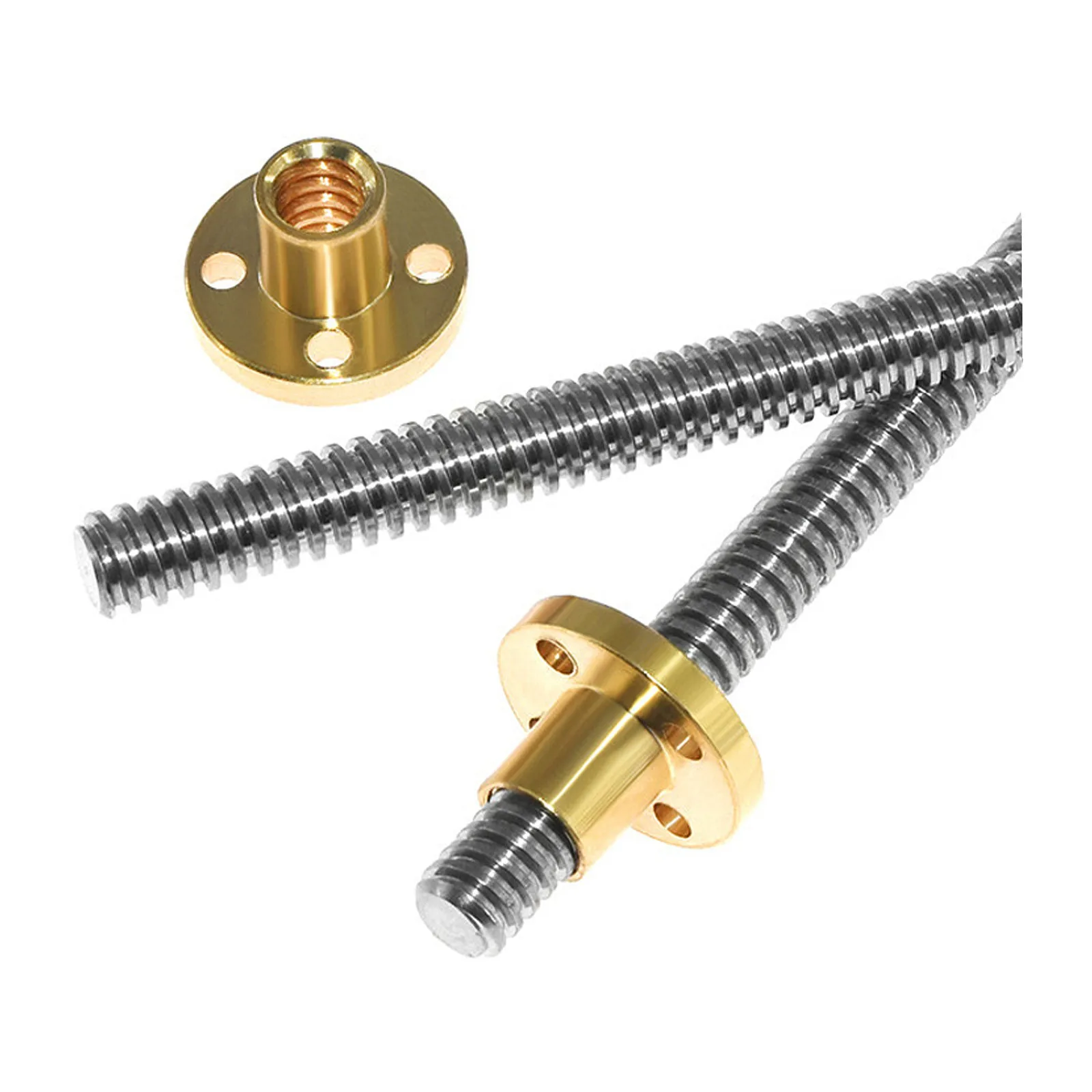 T8ตะกั่วสกรู Trapezoidal Rod Lead CNC 3D เครื่องพิมพ์1/2/4/8/10/12/14มม.ความยาว100มม.200มม.250มม.300มม.350มม.400มม.ทองแดงถั่ว