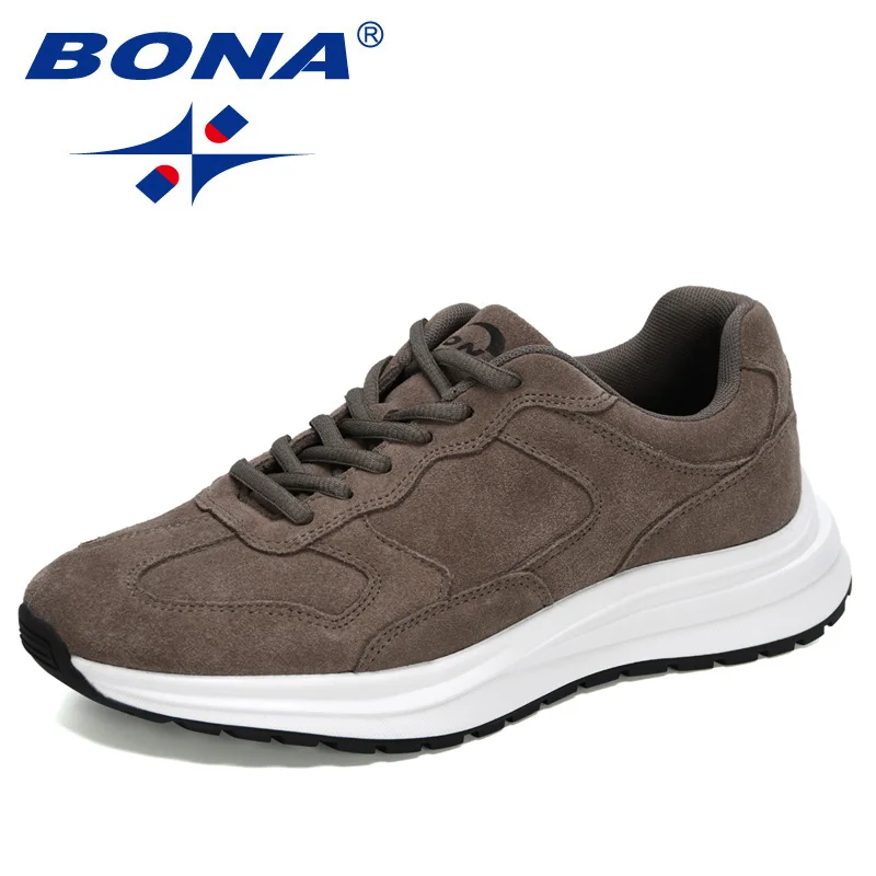 BONA 2021 New Designers Suede Running Shoes Men Casaul Sneakers Light Breathable Man Vulcanized Shoes Jogging Walking  Footwear